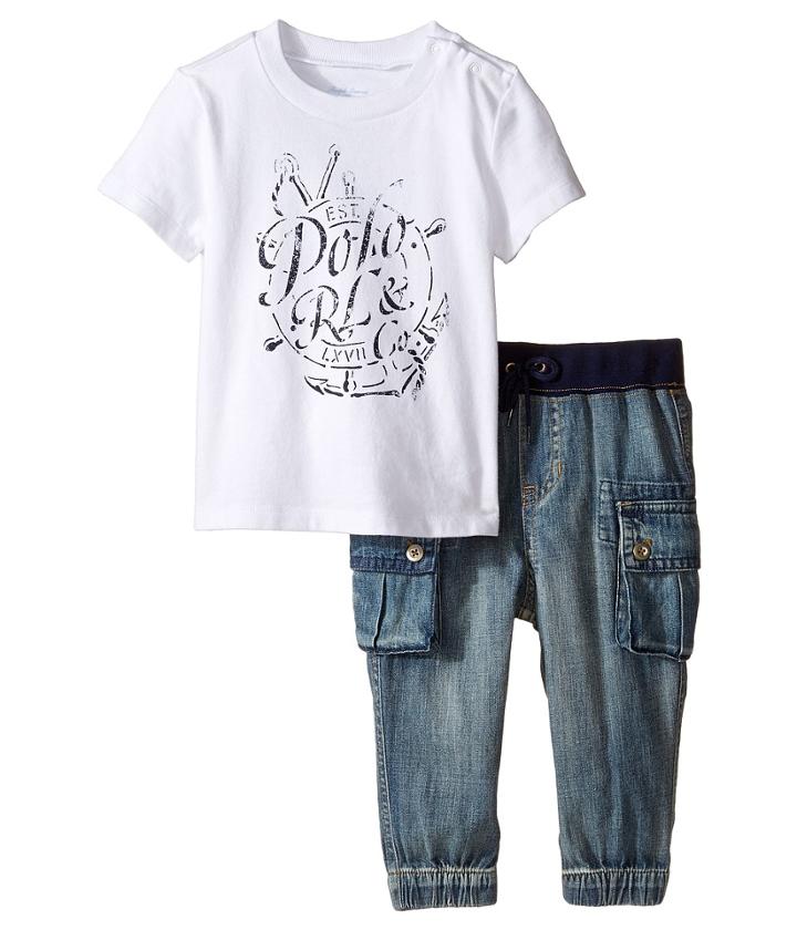 Ralph Lauren Baby - Jersey Graphic Tee Denim Pants Set