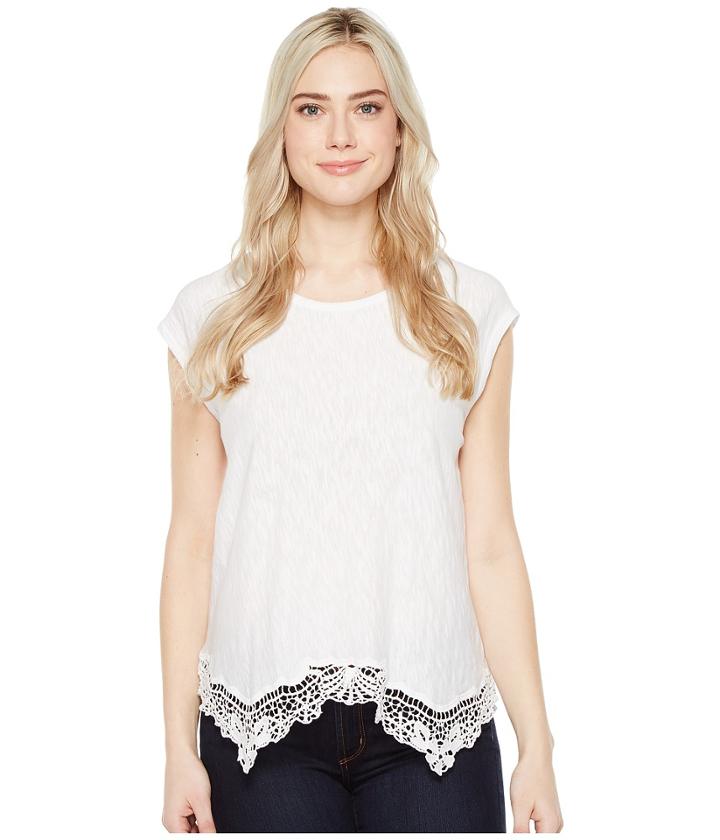 Dylan By True Grit - Soft Slub Cotton Crochet Hem Tee