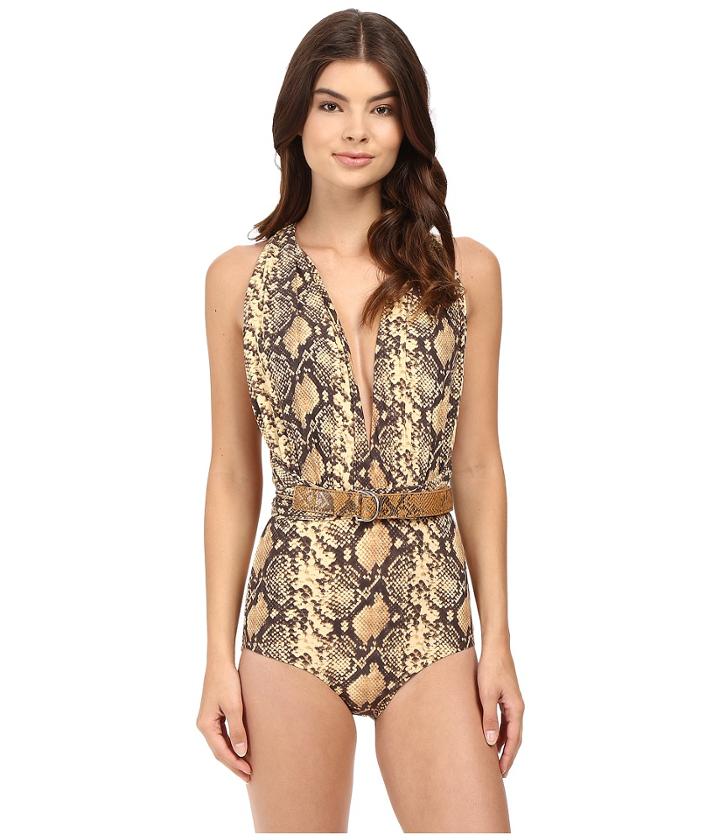 Michael Kors - Snake-print Shirred Maillot