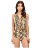 Michael Kors - Snake-print Shirred Maillot