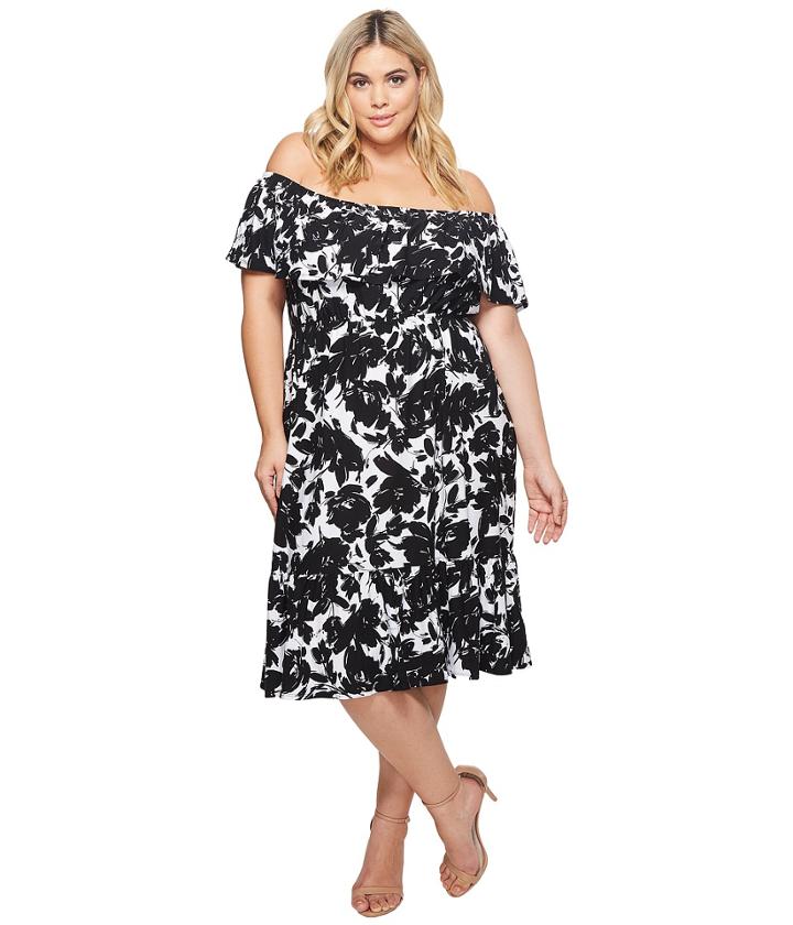 Kari Lyn - Plus Size Athena Off The Shoulder Floral Dress
