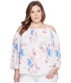 Vince Camuto Specialty Size - Plus Size Poetic Bouquet Cold-shoulder Blouse