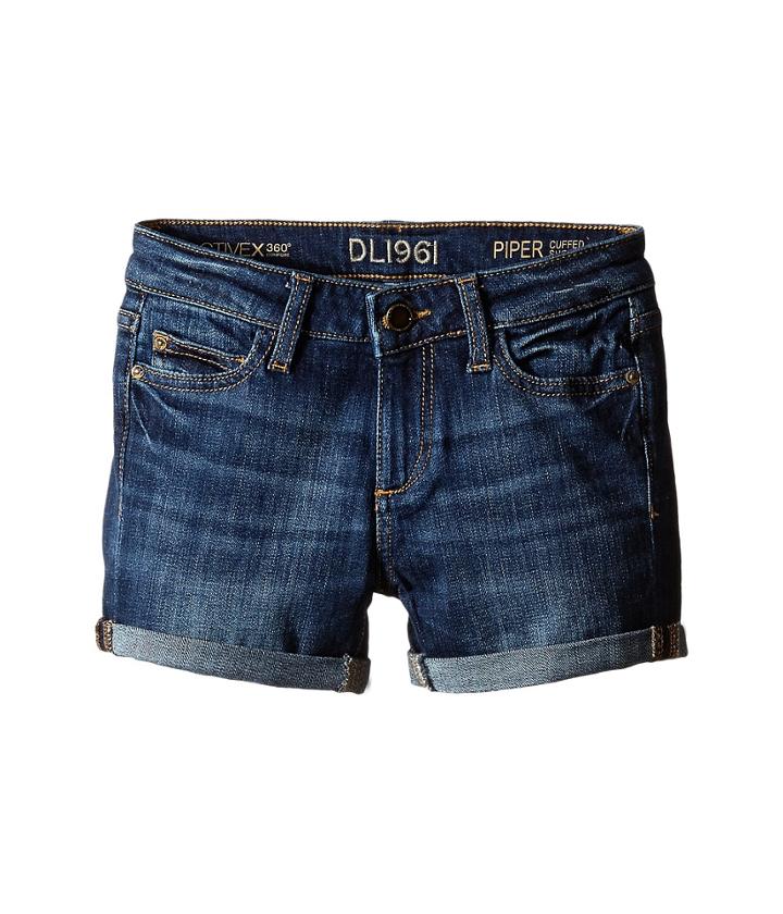 Dl1961 Kids - Piper Unstitched Cuffed Jean Shorts In Sea Lion