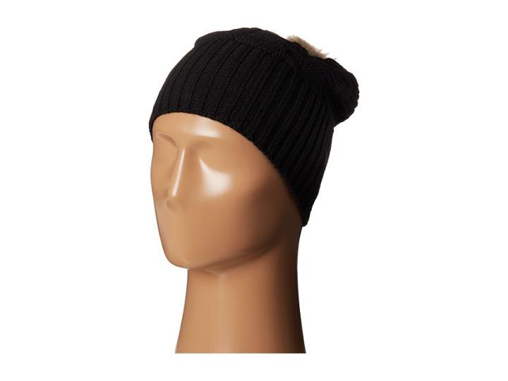 Plush Fleece-lined Faux Fur Pom Pom Hat