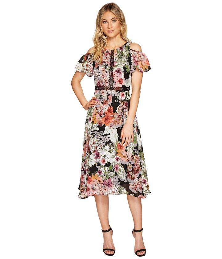 Christin Michaels - Emerson Cold Shoulder Dress With Lace Inset