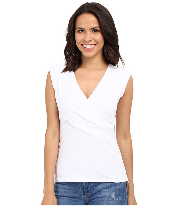 Michael Michael Kors - Sleeveless V-neck Zip Shirred Top