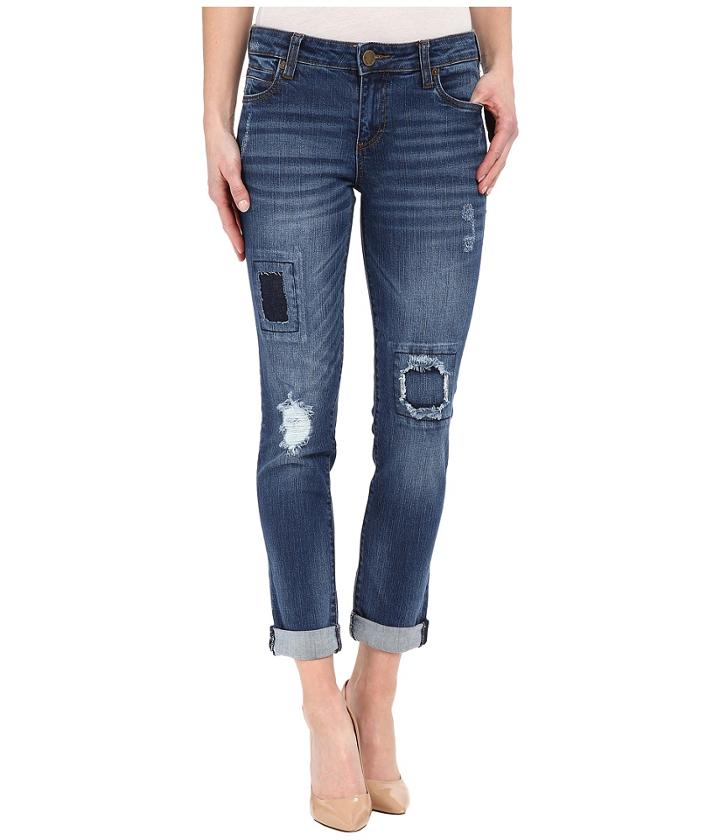Kut From The Kloth - Catherine Boyfriend Patch Jeans In Accountability W/ Medium Base Wash