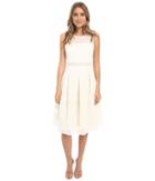 Badgley Mischka - Boat Neck Pleated Floral Dress