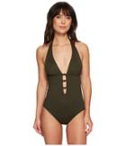 Lauren Ralph Lauren - Beach Club Knotted Halter One-piece W/ Removable Cup