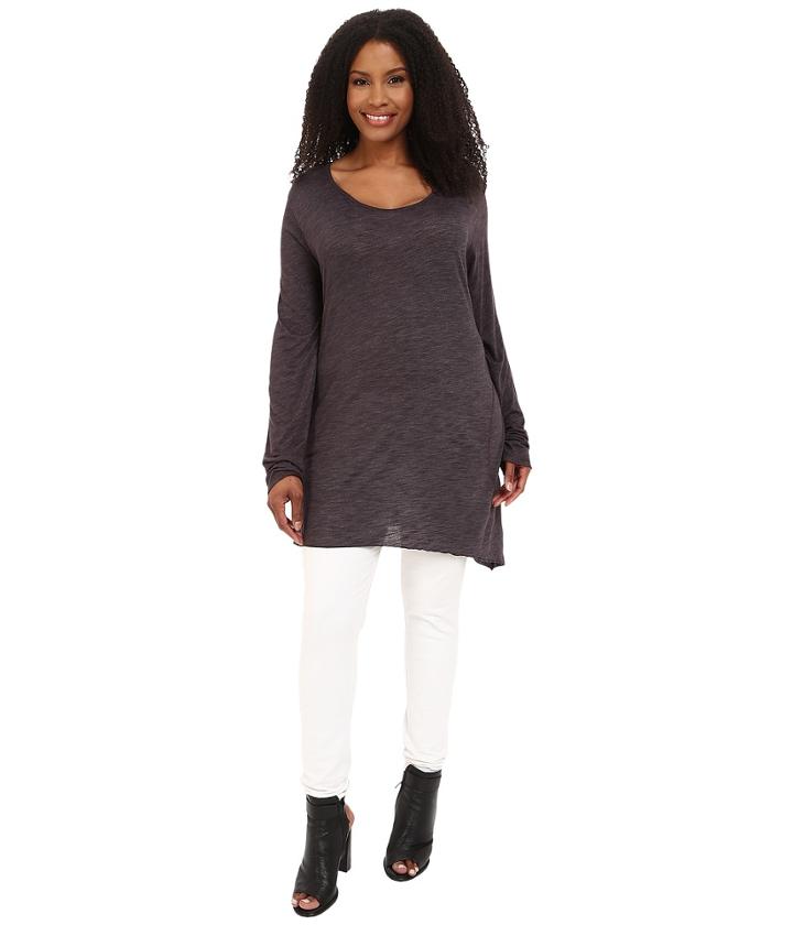 Allen Allen - Plus Size Long Sleeve Scoop Angled Tee