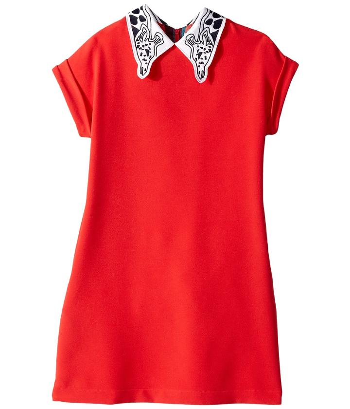 Paul Smith Junior - Solid Coral Dress W/ Giraffe On Collar