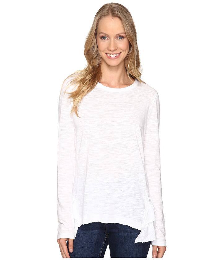 Dylan By True Grit - Soft Heather Slub Long Sleeve Ruffle Back Tee