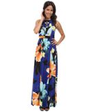 Vince Camuto Sleeveless Maxi With Piped Keyhole Bodice