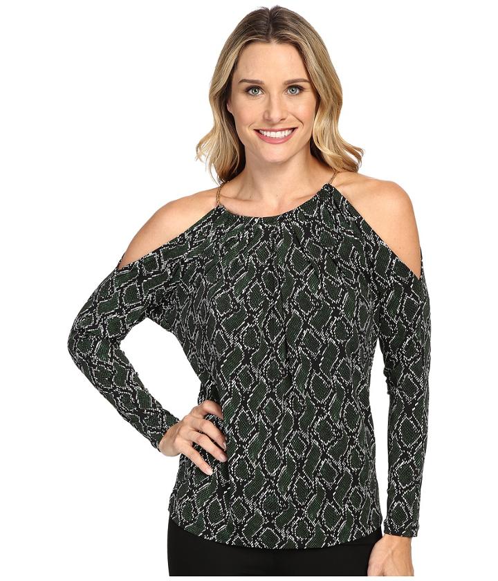 Michael Michael Kors - Braided Leather Cold Shoulder Top
