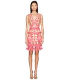 Marchesa Notte - Sleeveless Cocktail W/ Guipure Lace Tiered Skirt