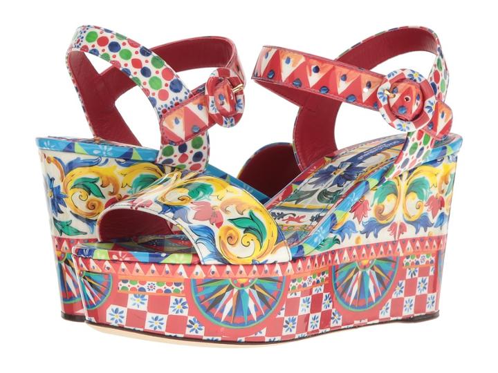 Dolce &amp; Gabbana - Carretto Patent Sandal Platform Wedge
