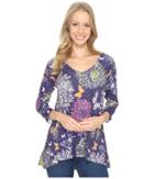 Nally &amp; Millie - Purple Butterfly Floral Tunic