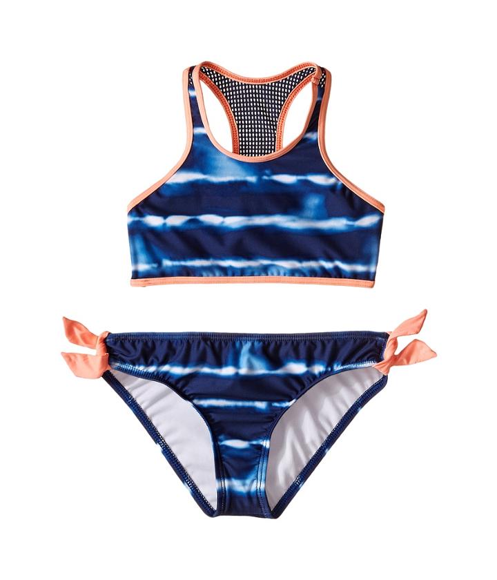 Splendid Littles - Midnight Stripe High Neck Crop Top Hipster W/ Ties