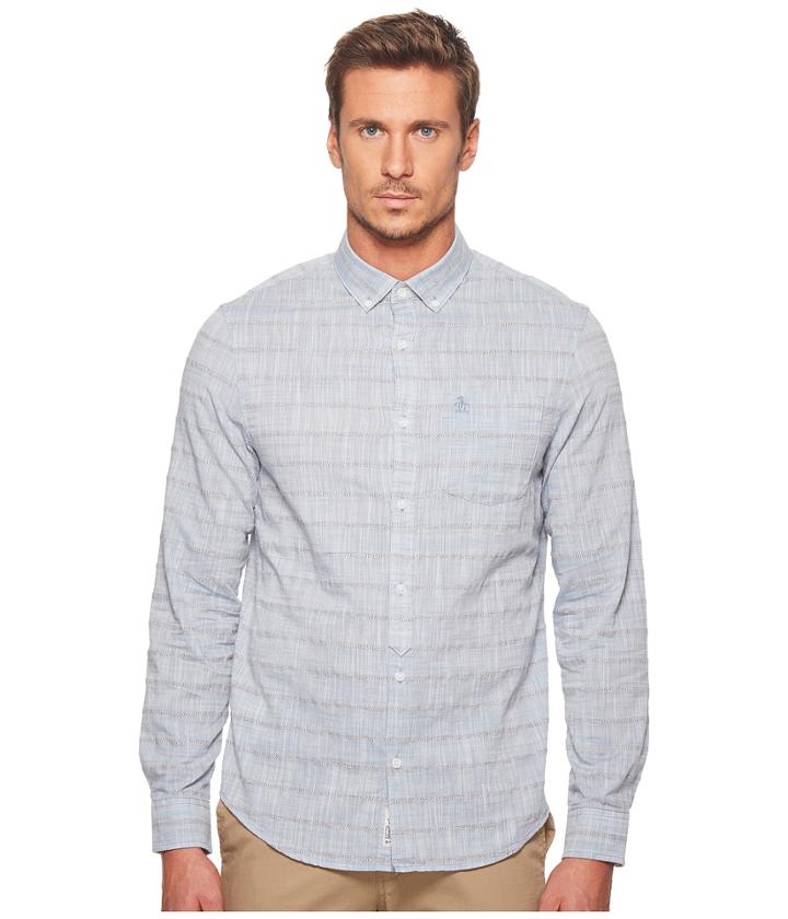 Original Penguin - Long Sleeve Yarn-dye Stripe On Slub Chambray Lawn Shirt