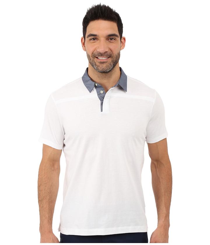 Perry Ellis - Pima Polo With Woven Collar