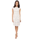 Nue By Shani - Embroidered Lace Dress W/ Piping Detail