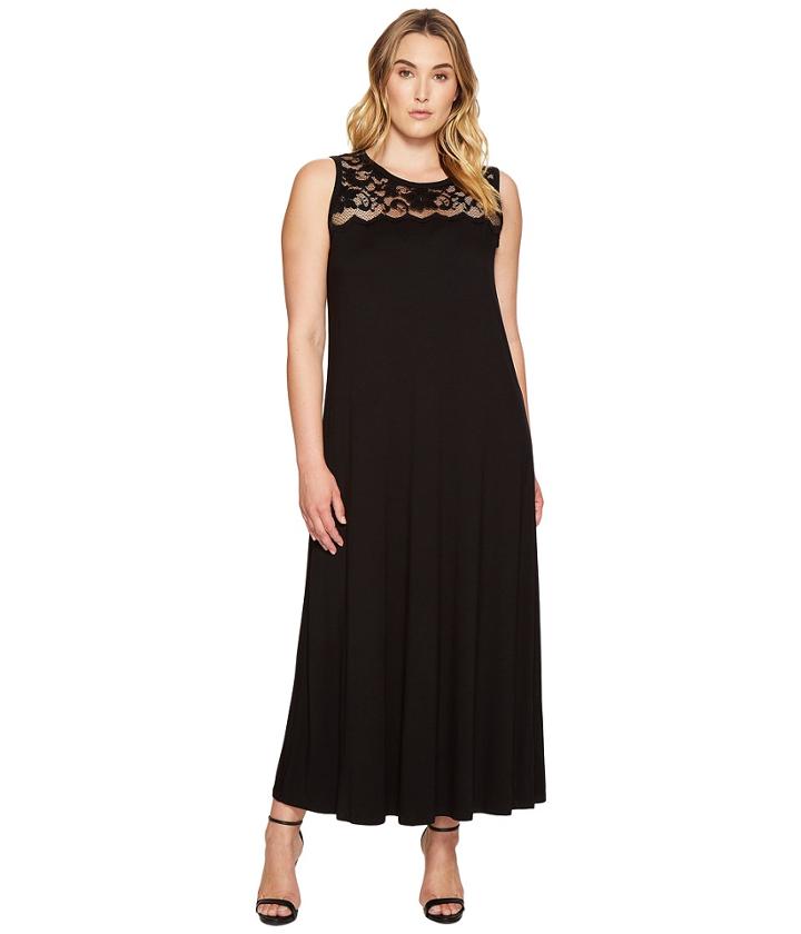 Karen Kane Plus - Plus Size Lace Yoke Maxi Dress