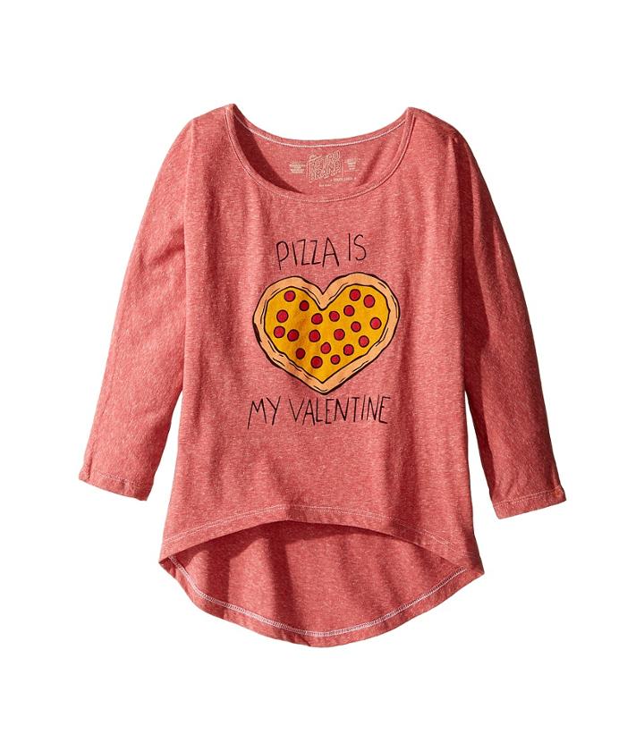 The Original Retro Brand Kids - Pizza Is My Valentine 3/4 Dolman Tee