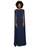 Marchesa Notte - Stretch Crepe Cape Gown W/ Beaded Shoulders