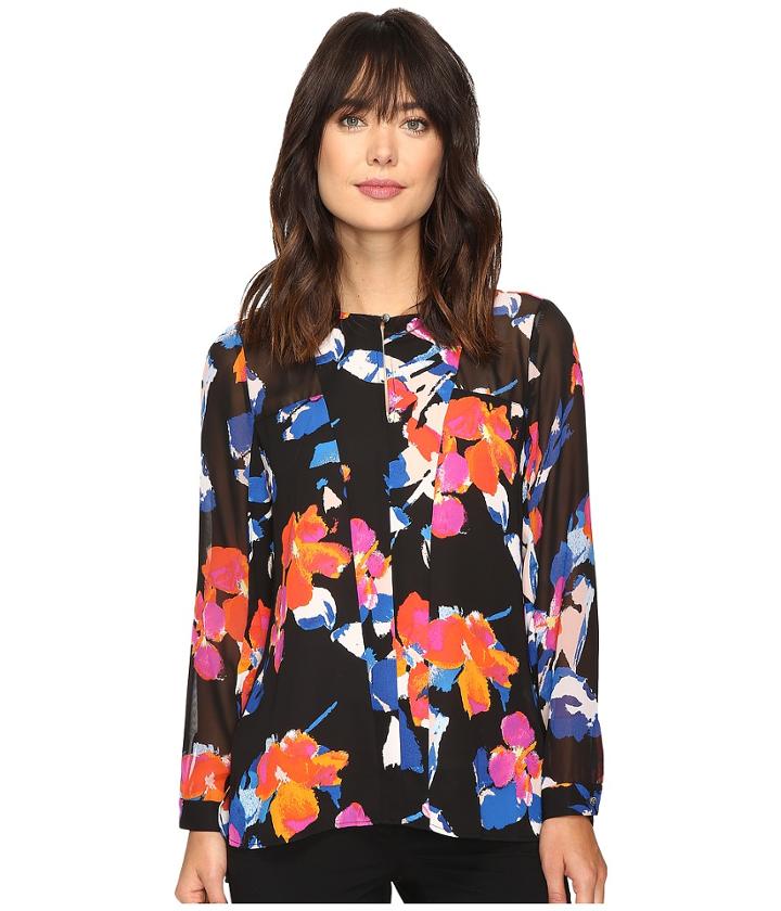 Vince Camuto - Long Sleeve Floral Rendezvous Keyhole Blouse