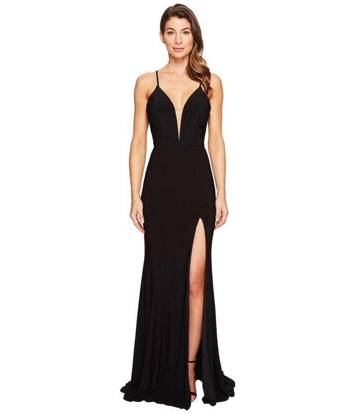 Faviana - Jersey V-neck W/ Lace-up Back 7977