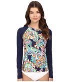 Tommy Bahama - Mare Paisley Long-sleeve Rash Guard