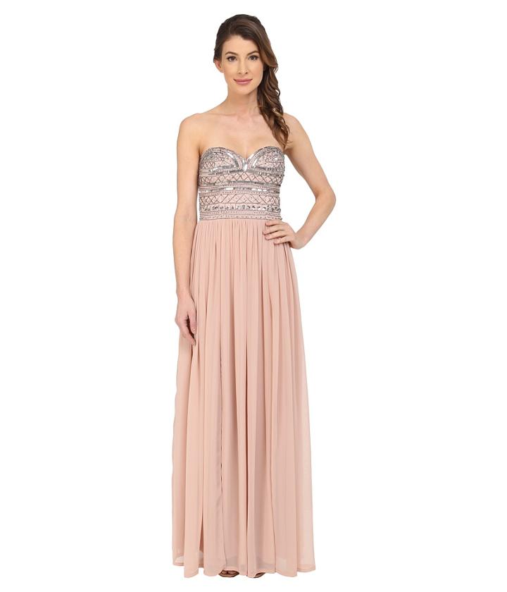 Aidan Mattox - Strapless Chiffon Gown With Beaded Bodice