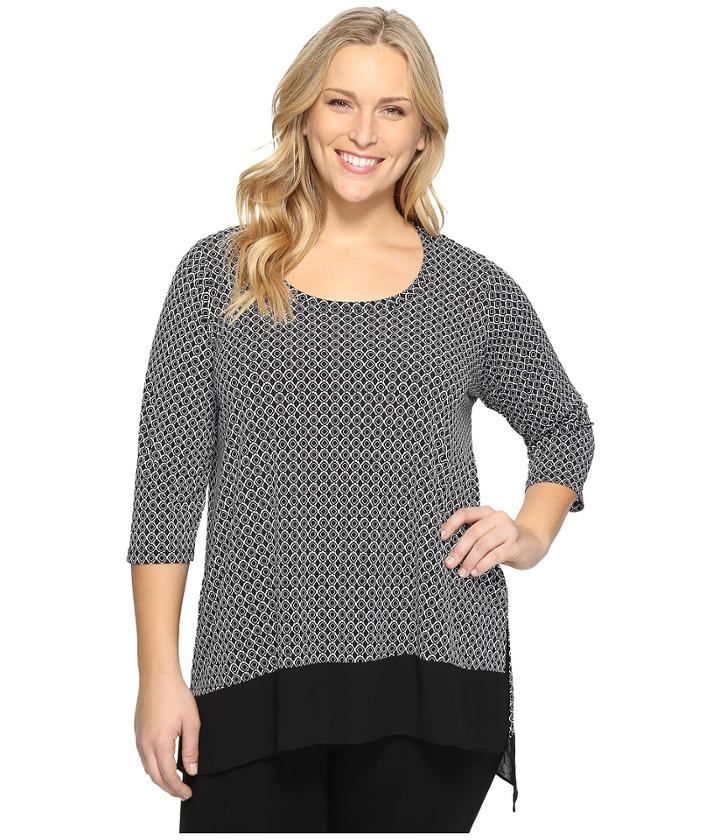 Karen Kane Plus - Plus Size Asymmetric Sheer Hem Top