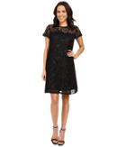 Adrianna Papell - Lace Shift Dress W/ Pleated Side Panels