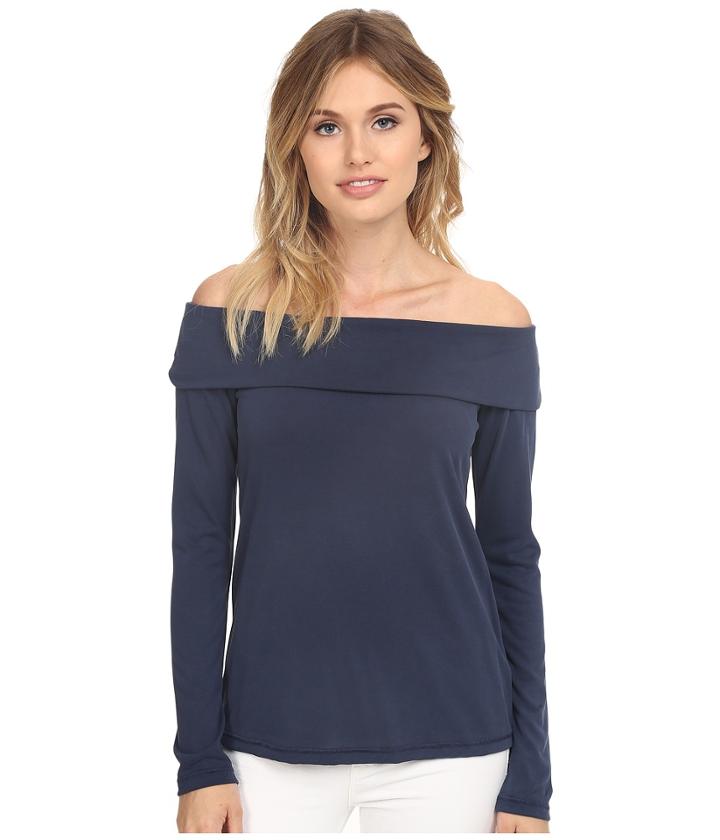 Splendid - Sandwash Jersey With Drapey Lux Off The Sholder Long Sleeve