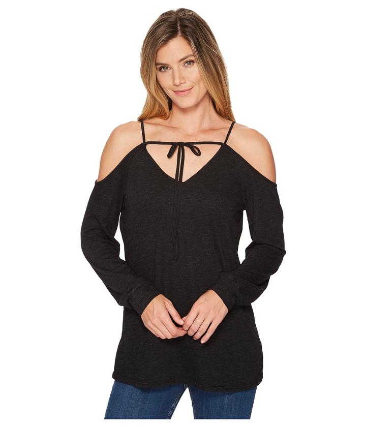 Lanston - Cold Shoulder Halter Long Sleeve Top
