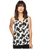 Vince Camuto - Sleeveless Small Fresco Blooms Drape Front Blouse