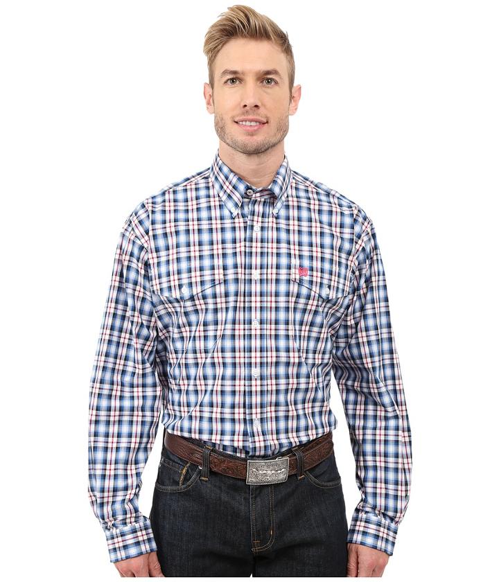 Cinch - Long Sleeve Plain Weave Plaid Double Pocket