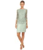 Adrianna Papell - Floral Embroidery Peplum Dress