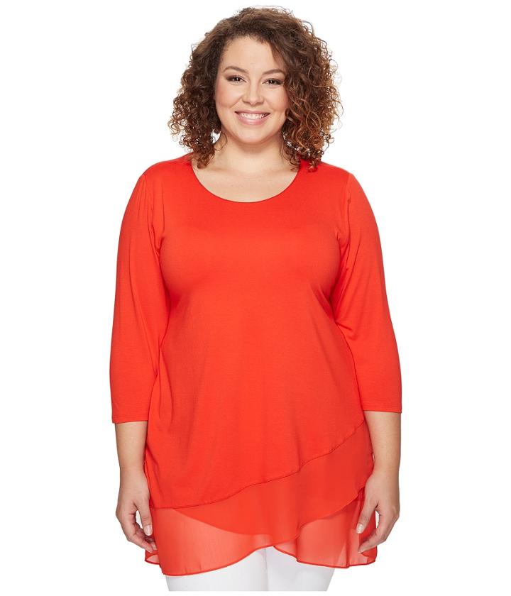 Vince Camuto Specialty Size - Plus Size 3/4 Sleeve Asymmetrical Chiffon Hem Top