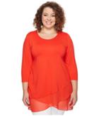 Vince Camuto Specialty Size - Plus Size 3/4 Sleeve Asymmetrical Chiffon Hem Top