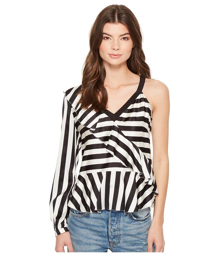 Nicole Miller - Getaway Stripe Simone One-shoulder Top