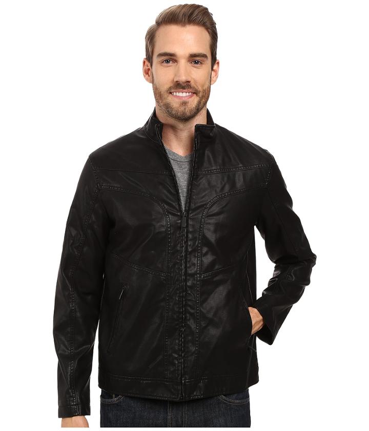 Perry Ellis - Faux Leather Texture Bomber