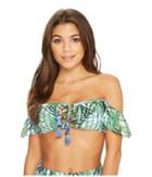 Red Carter - Palm Party Lace-up Off-shoulder Bikini Top
