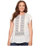 Lucky Brand - Plus Size Embroidered Mix Top