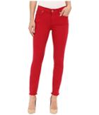 7 For All Mankind - The Ankle Skinny With Raw Hem In Fuchsia Rose