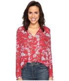 Lucky Brand - Red Floral Peasant Top