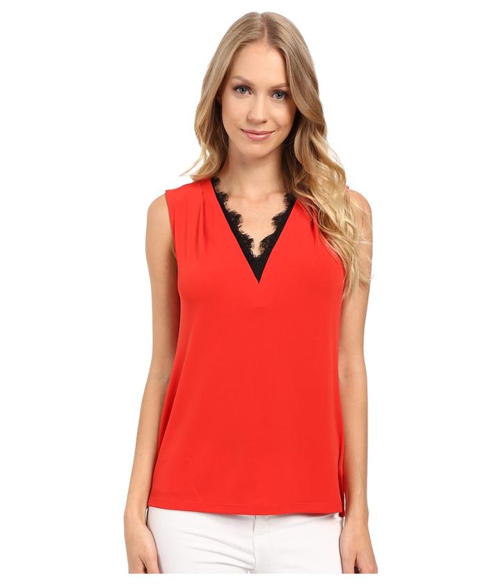 Calvin Klein - Sleeveless Top W/ Lace Trim