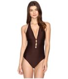 Lauren Ralph Lauren - Variegated Ottoman Plunge One-piece W/ Removable Cup Cb Logo Plate
