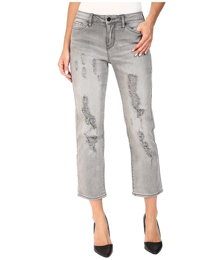 Calvin Klein Jeans - Destroyed Crop Straight Jeans In Grey Fog